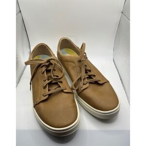OluKai Pehuea Li Ili Leather Sneakers Tan Lace Up Comfort Women US 8.5 EUR 38.5